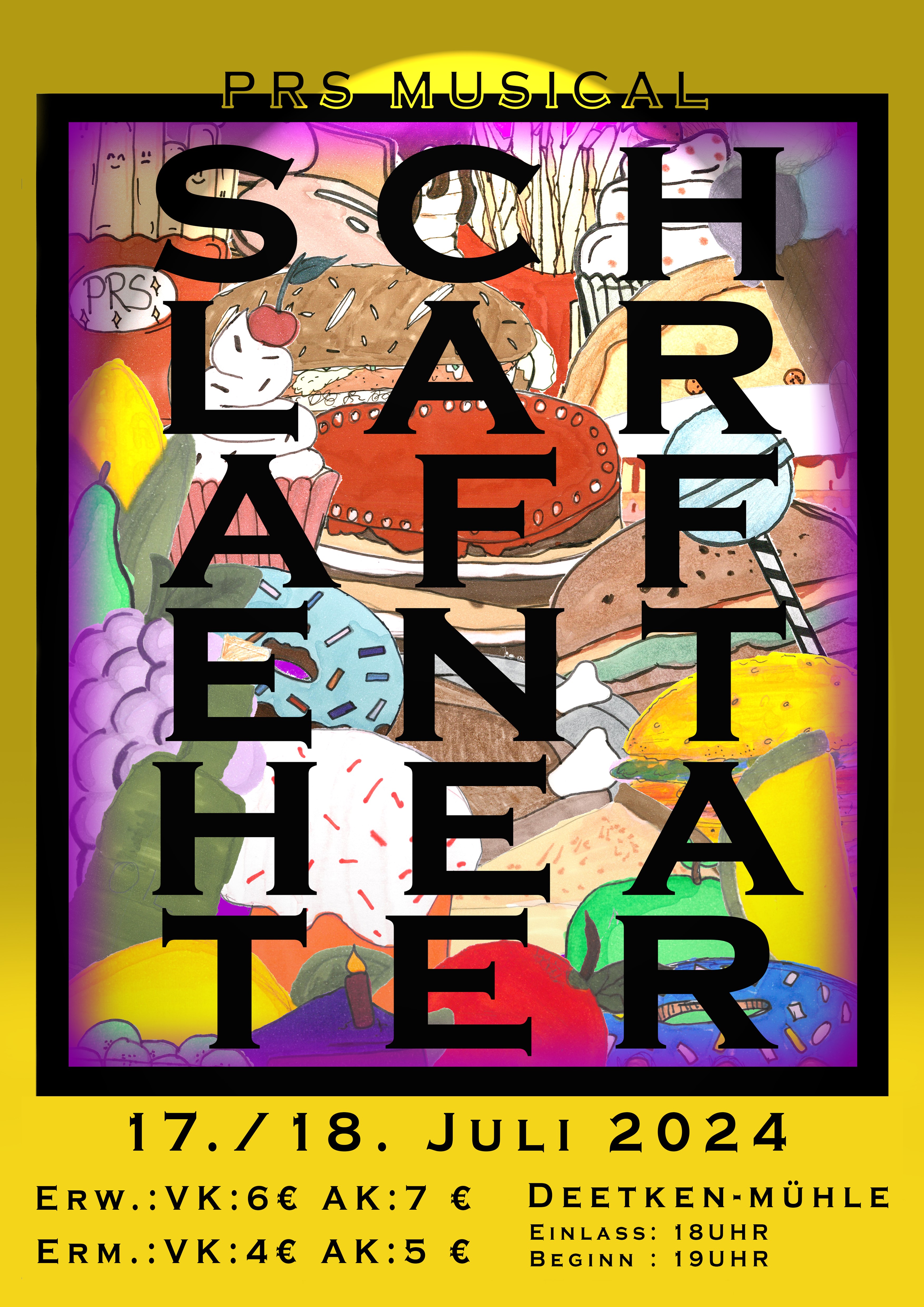 schlaraffenthater Poster Gelbe fertig mit Spotlight mit noch mehr Rand